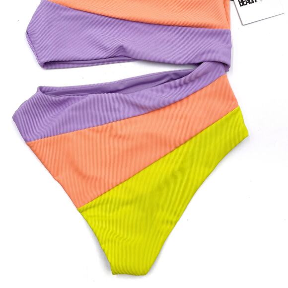 Beach Riot Joyce One Piece Swimsuit Sun-dazed Colorblock One Shoulder Cut-Out - Picture 8 of 13